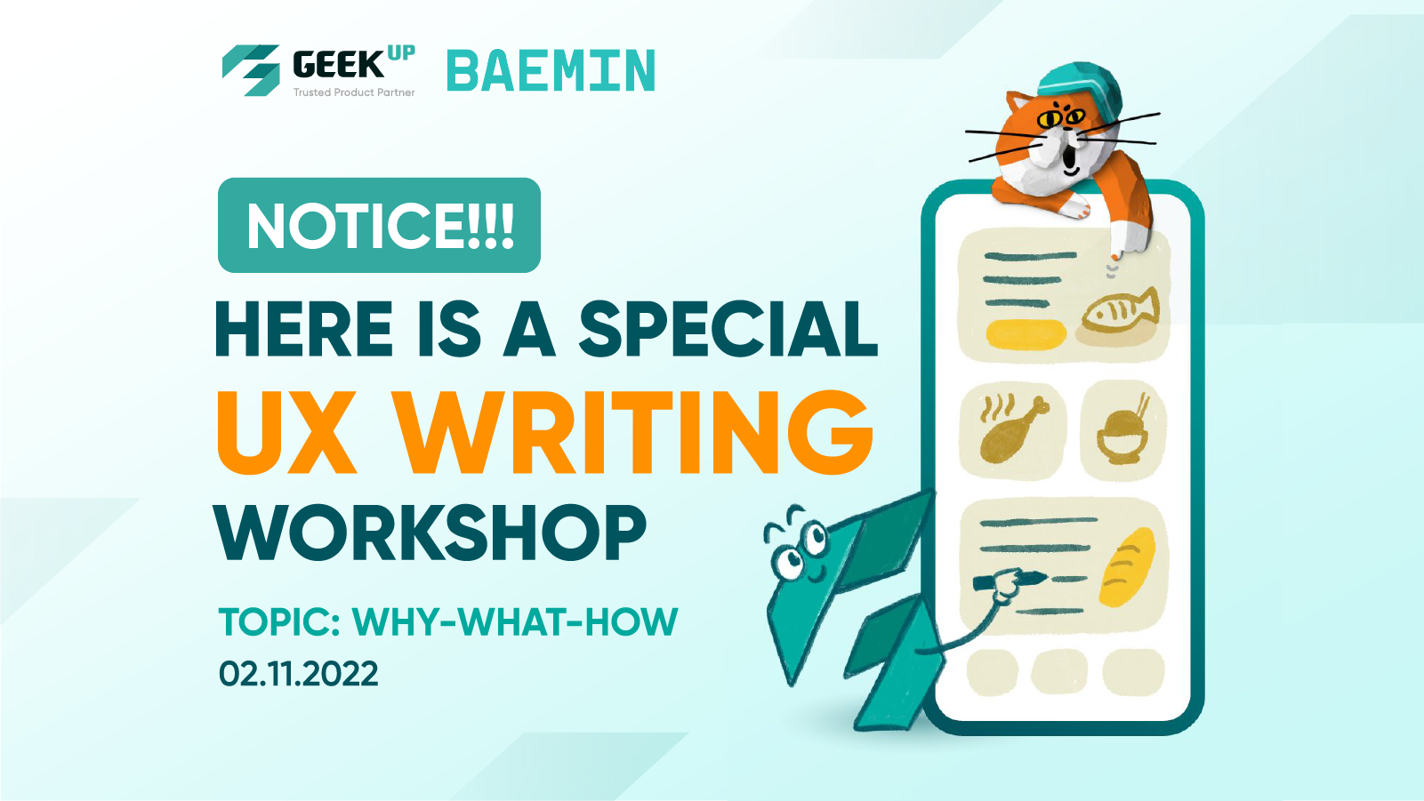 GEEK Up cooperates with BEAMIN to organize workshop “UX Writing: Why - What - How”